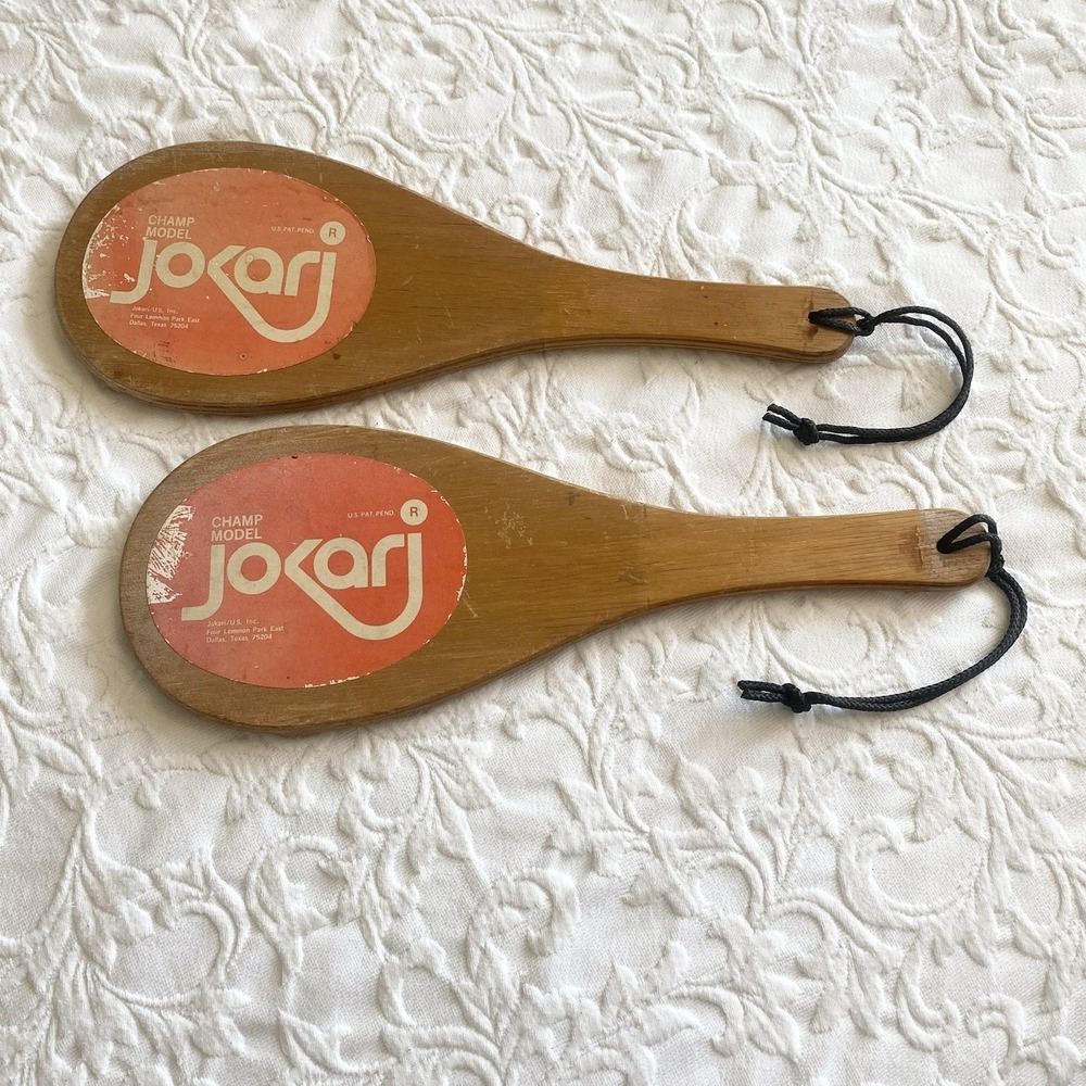 Vintage Jokari Champ Model Sport Craft Wood Pair Of Paddles 2x USA